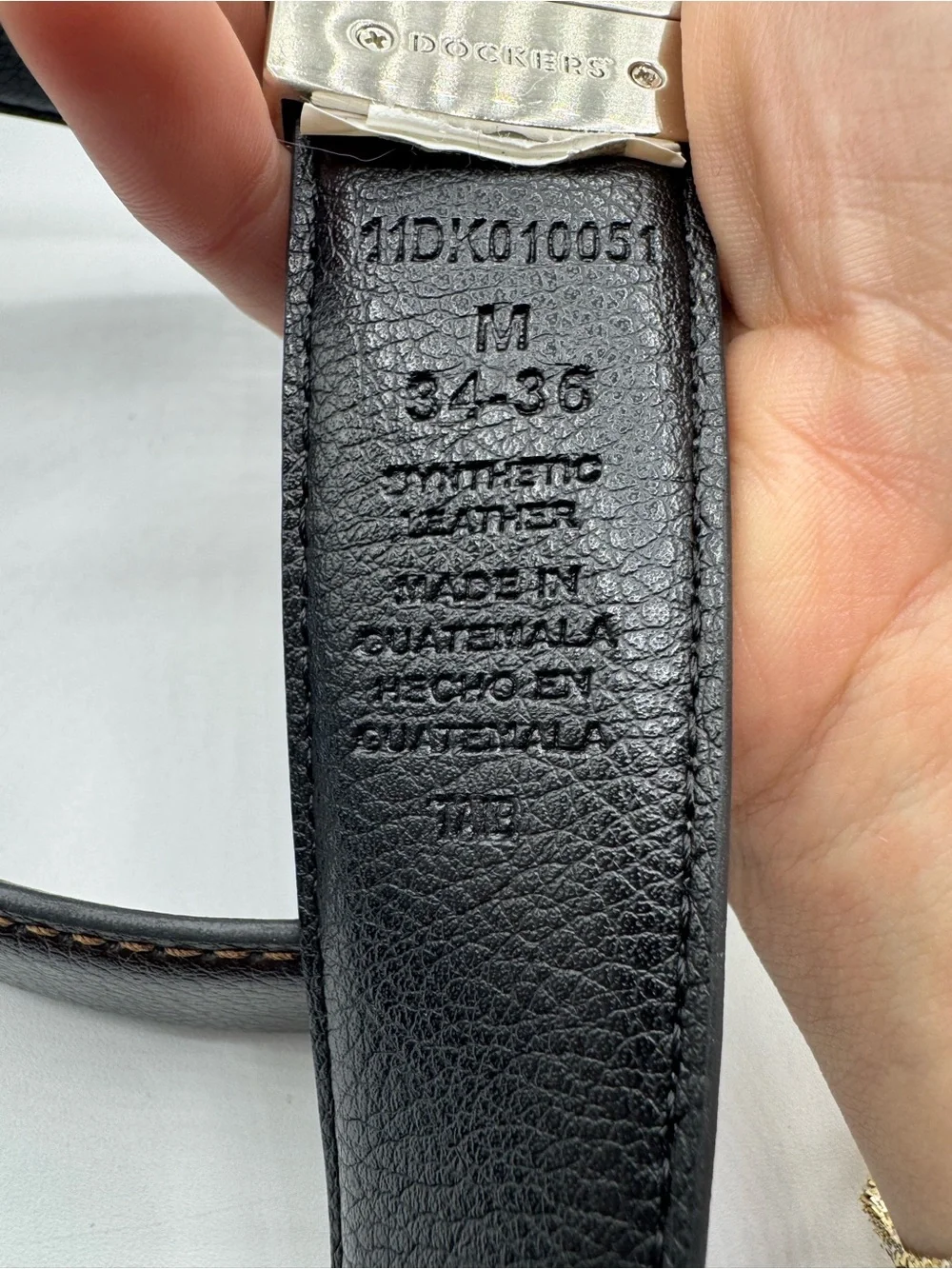 Dockers Belt Brown Black Reversible Synthetic Leather Mens 34-36 Nickel Buckle